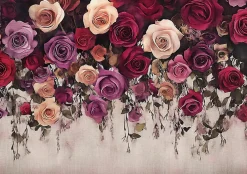 Wallarena Papier Peint Panoramique<Papier Peint Panoramique Intissé Fleurs Floral Vintage 350x250 cm - Colle Inclus - Moderne Papier Peint Intissé Chambre Salon