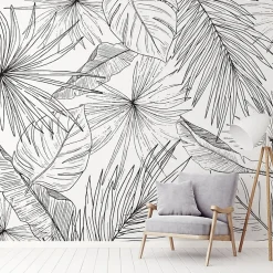 99DECO Papier peint panoramique - Lamnar - Noir - intissé : 150g/m² - 7 lés : 336x270cm- Papier Peint Panoramique