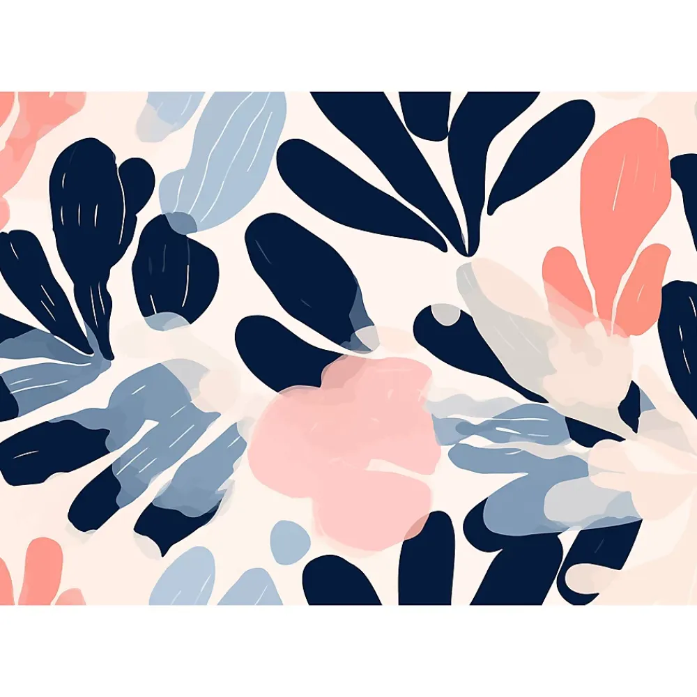 IDPanneaux Papier peint panoramique intissé fleuri, fleurs abstraites, bleu, rose, 8 lés, L.280 x l.400cm- Papier Peint Panoramique