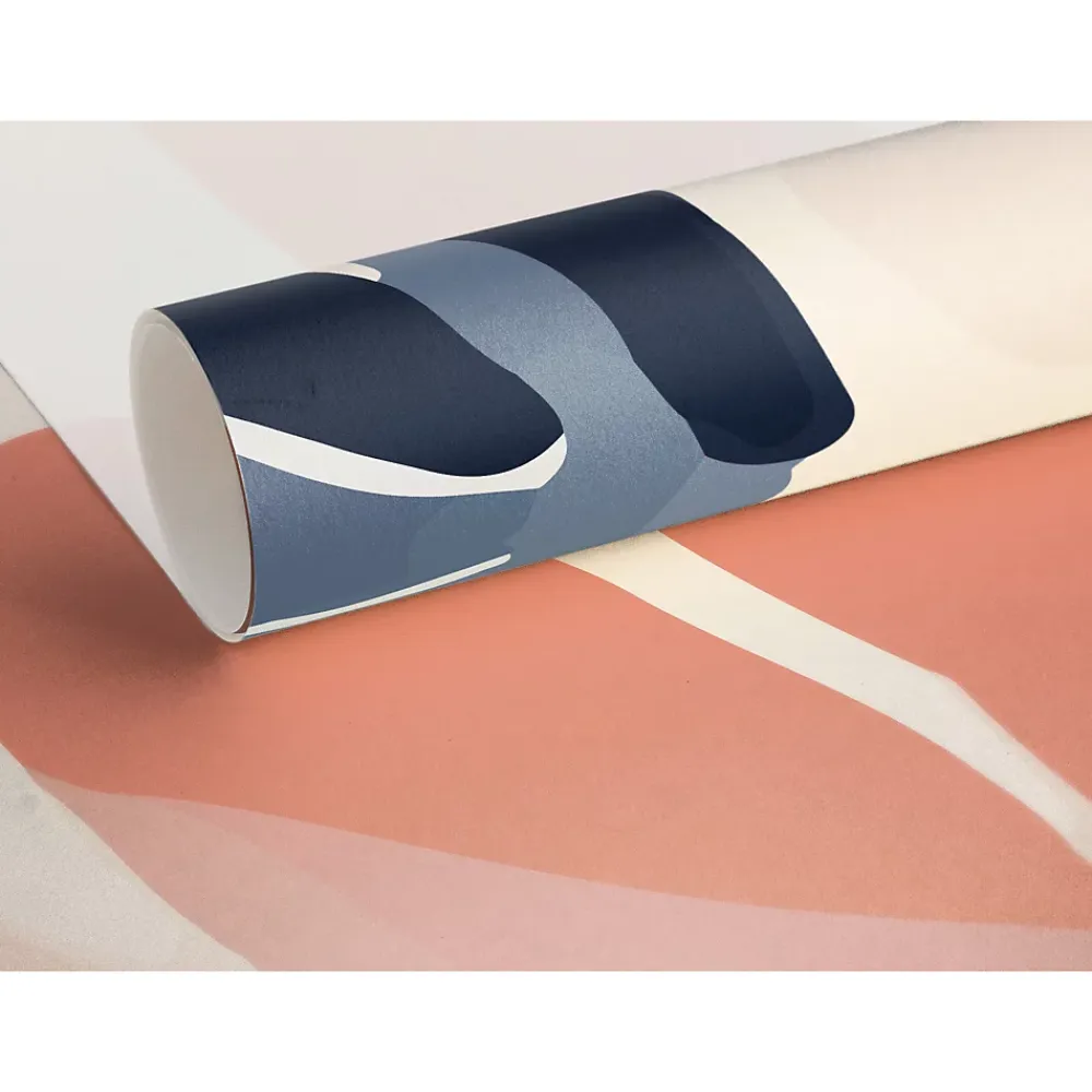 IDPanneaux Papier peint panoramique intissé fleuri, fleurs abstraites, bleu, rose, 8 lés, L.280 x l.400cm- Papier Peint Panoramique