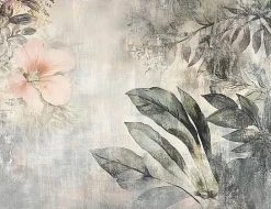 Wallarena Papier Peint Panoramique Intissé Fleurs Feuilles Vintage 400x280 cm - Colle Inclus - Chambre et Salon- Papier Peint Panoramique