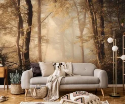 Wallarena Papier Peint Panoramique Intissé Forêt Arbres Brun - 400x280 cm - Papier Peint Chambre et salon- Papier Peint Panoramique