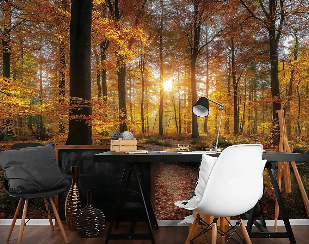 Wallarena Papier Peint Panoramique<Papier Peint Panoramique Intissé Forêt Arbres Brun - 400x280 cm - Papier Peint Chambre et salon
