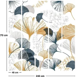 99DECO Papier Peint Panoramique<Papier peint panoramique - Gingko - Multicolore - intissé : 150g/m² - 5 lés : 240x270cm