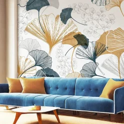 99DECO Papier Peint Panoramique<Papier peint panoramique - Gingko - Multicolore - intissé : 150g/m² - 5 lés : 240x270cm