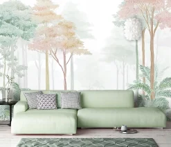 Wallarena Papier Peint Panoramique<Papier Peint Panoramique Intissé Forêt Arbres Vert - 400x280 cm - Papier Peint Chambre et salon
