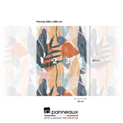 IDPanneaux Papier peint panoramique intissé géométrique gris, bleu, orange, 4lés, L.280 x l.200cm- Papier Peint Panoramique