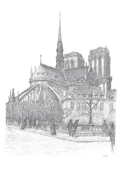 Lé Papiers de Ninon Papier peint panoramique Notre Dame - Noir- Papier Peint Panoramique
