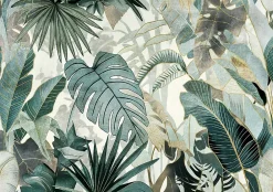 Wallarena Papier Peint Panoramique Intissé Feuilles Jungle Vert - 416x254 cm - Papier Peint Chambre et salon- Papier Peint Panoramique