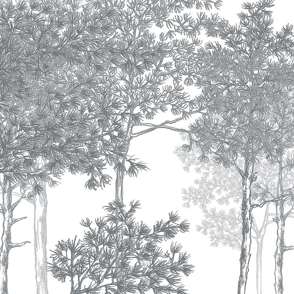 Acte Déco Papier peint panoramique Balade dans les bois, Gris 150 x 250cm- Papier Peint Panoramique