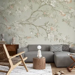 Art for the Home Papier peint panoramique Blossom Trail 300 x 280cm Vert sauge, beige- Papier Peint Panoramique