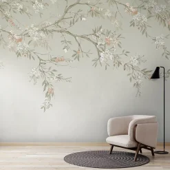 Art for the Home Papier peint panoramique Blossom Trail 300 x 280cm Vert sauge, beige- Papier Peint Panoramique