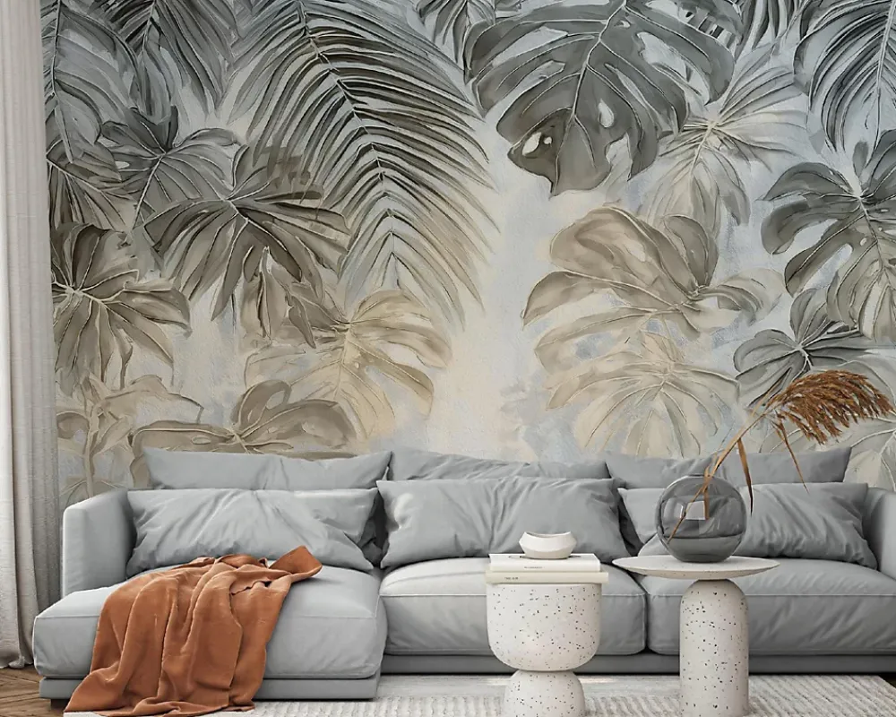 Wallarena Papier Peint Panoramique<Papier Peint Panoramique Intissé Feuilles Jungle Vert - 350x250 cm - Papier Peint Chambre et salon