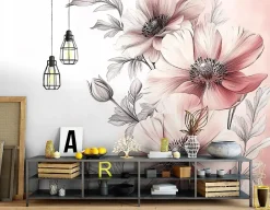 Wallarena Papier Peint Panoramique<Papier Peint Panoramique Intissé Fleurs Floral 350x250 cm - Colle Inclus - Moderne Papier Peint Intissé Chambre Salon