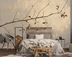 Wallarena Papier Peint Panoramique Intissé Beige Or Abstrait 250x175 cm - Colle Inclus - Moderne XXL Papier Peint Intissé Chambre Salon- Papier Peint Panoramique
