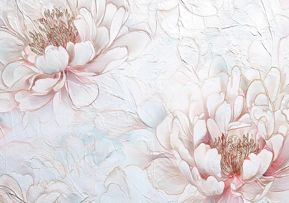 Wallarena Papier Peint Panoramique<Papier Peint Panoramique Intissé Fleurs Pivoines Rose - 400x280 cm - Papier Peint Chambre et salon