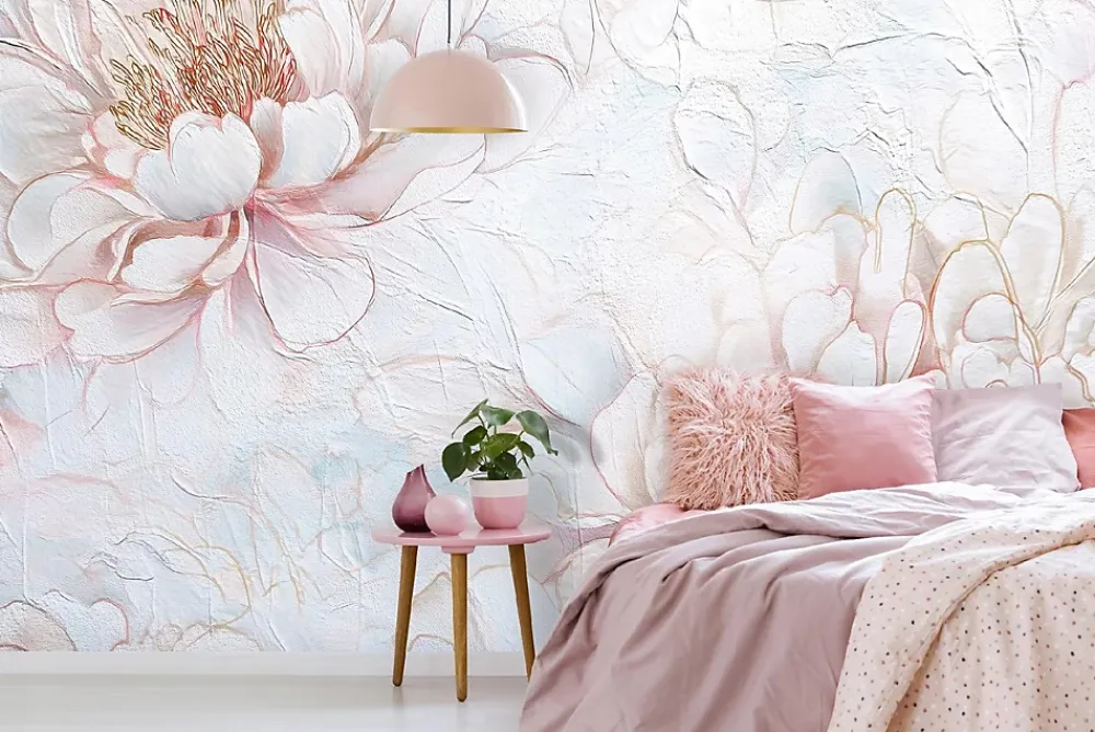Wallarena Papier Peint Panoramique<Papier Peint Panoramique Intissé Fleurs Pivoines Rose - 400x280 cm - Papier Peint Chambre et salon