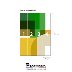 IDPanneaux Papier Peint Panoramique<Papier peint panoramique intissé géométrique superposé, vert, jaune, marron, 4 lés, L.280 x l.200cm