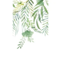 GoodHome Papier peint panoramique intissé Tyrian feuillage vert aquarelle L.280 x l.159 cm- Papier Peint Panoramique|Papier Peint
