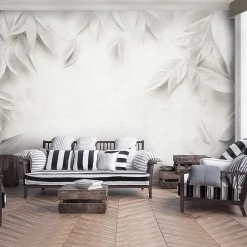 Wallarena Papier Peint Panoramique<Papier Peint Panoramique Intissé Feuilles Beton 400x280 cm - Colle Inclus - Moderne XXL Papier Peint por Chambre Salon