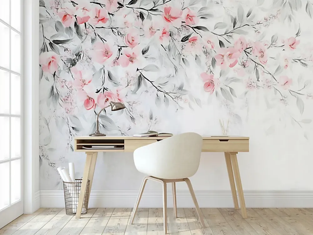 Wallarena Papier Peint Panoramique<Papier Peint Panoramique Intissé Feuilles Fleurs 350x250 cm - Colle Inclus - Chambre et Salon - Moderne Papier Peint