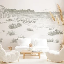 99DECO Papier peint panoramique - Cap Ferret - Vert - intissé : 150g/m² - 9 lés : 432x270cm- Papier Peint Panoramique