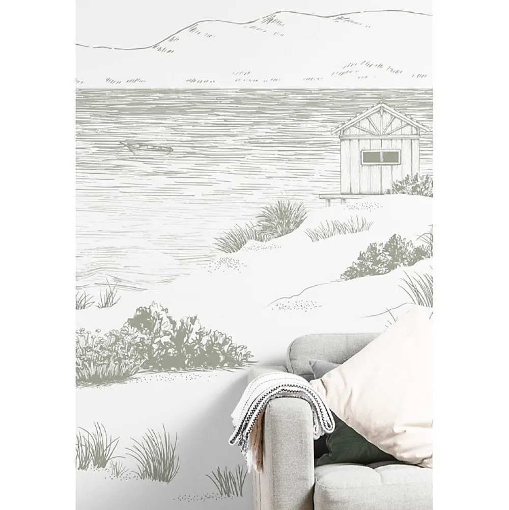 99DECO Papier peint panoramique - Cap Ferret - Vert - intissé : 150g/m² - 9 lés : 432x270cm- Papier Peint Panoramique