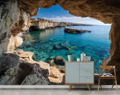 Wallarena Papier Peint Panoramique Intissé 3D Grotte Brun - 350x250 cm - Papier Peint Chambre et salon- Papier Peint Panoramique
