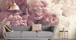 Muralo Papier Peint Photo Intissé FLEURS Pivoines Roses Pour La Chambre 450cm x 300cm- Papier Peint Panoramique