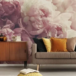 Muralo Papier Peint Photo Intissé FLEURS Pivoines Roses Pour La Chambre 450cm x 300cm- Papier Peint Panoramique