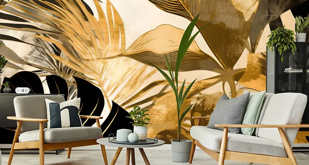 Muralo Papier Peint Photo Pour Salon PLANTES Feuilles Tropicales 405cm x 270cm- Papier Peint Panoramique