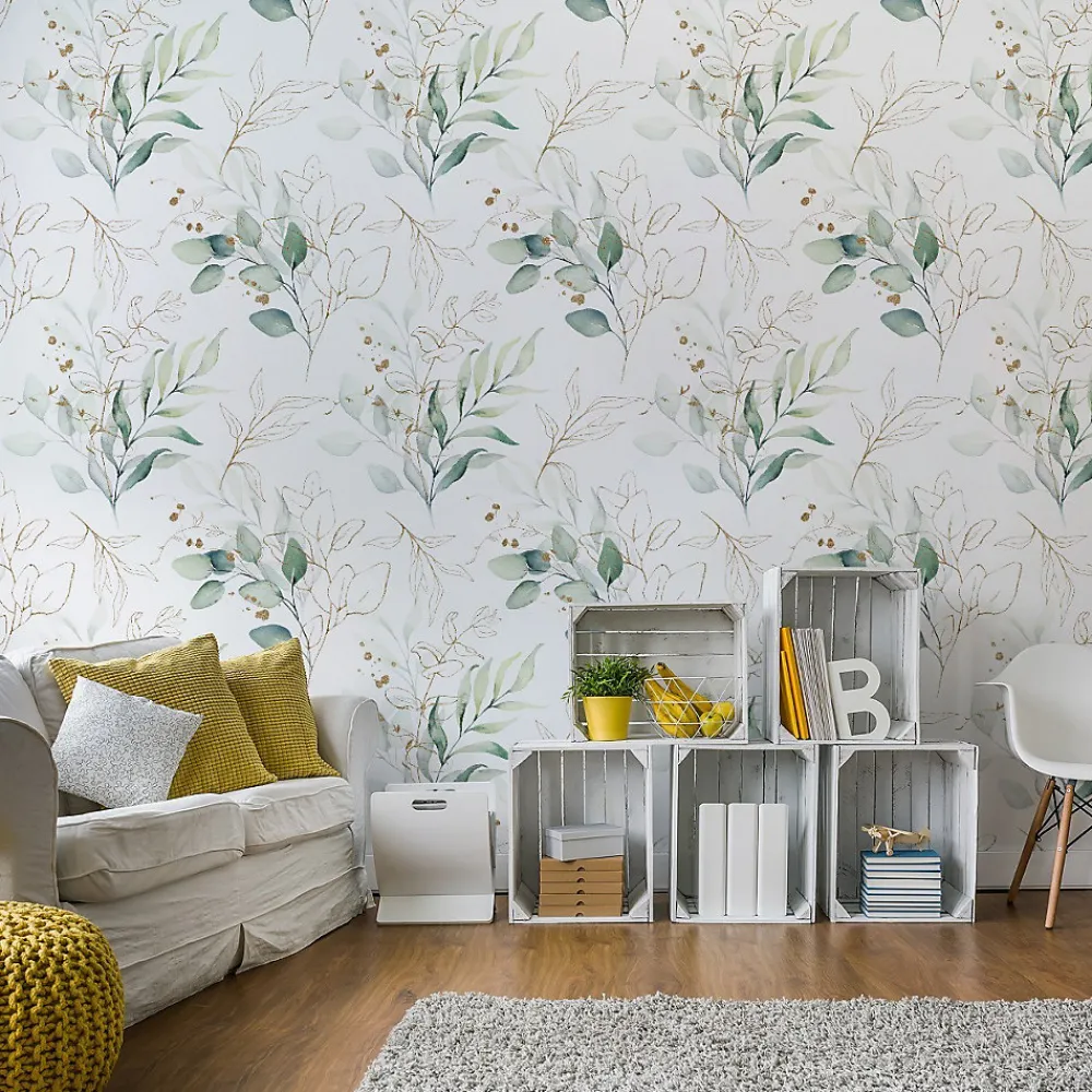 Muralo Papier Peint<Papier Peint Pour Chambre FEUILLES Aquarelle Nature