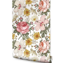 Muralo Papier Peint Pour La Chambre FLEURS Pivoines Hibiscus Pastel Nature- Papier Peint