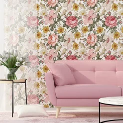 Muralo Papier Peint Pour La Chambre FLEURS Pivoines Hibiscus Pastel Nature- Papier Peint