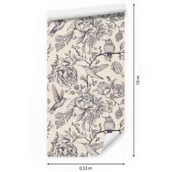 Muralo Papier Peint<Papier Peint Pour La Chambre OISEAUX Fleurs Retro