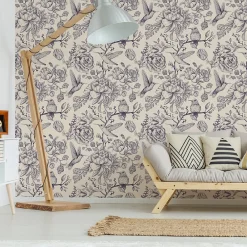 Muralo Papier Peint<Papier Peint Pour La Chambre OISEAUX Fleurs Retro