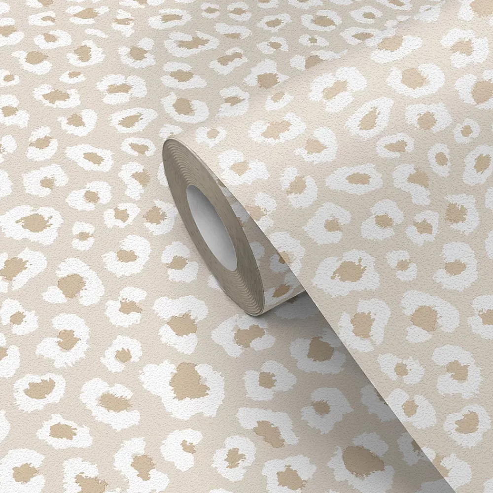 GoodHome Papier peint pré-encollé vinyle Easy Roll Coquille Pois beige l.53 x H.1005 cm- Papier Peint