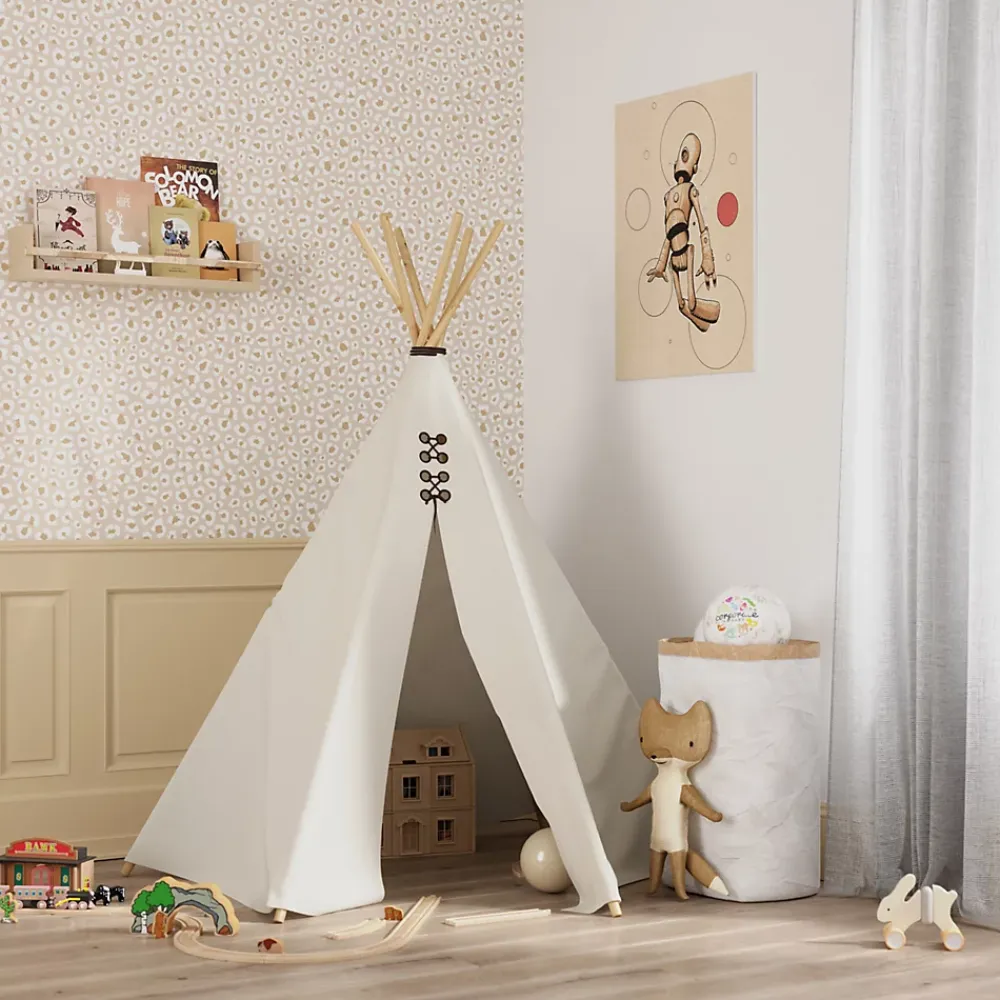 GoodHome Papier peint pré-encollé vinyle Easy Roll Coquille Pois beige l.53 x H.1005 cm- Papier Peint