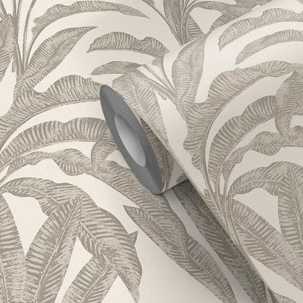 GoodHome Papier Peint<Papier peint pré-encollé vinyle intissé feuillage Easy Roll Duffy feuillage beige l.53 x H.1005 cm