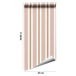 GoodHome Papier Peint<Papier peint pré-encollé vinyle intissé rayures rose Easy Roll Penrose l.53 x H.1005 cm
