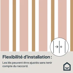 GoodHome Papier Peint<Papier peint pré-encollé vinyle intissé rayures rose Easy Roll Penrose l.53 x H.1005 cm