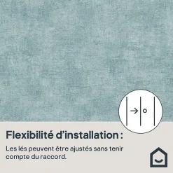 GoodHome Papier Peint<Papier peint pré-encollé vinyle intissé uni bleu pailleté Easy Roll Bagatelle l.53 x H.1005 cm