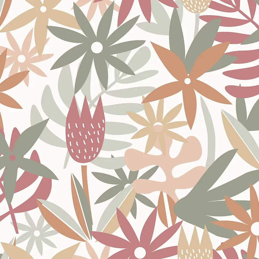 GoodHome Papier peint pré-encollé vinyle fleuri Easy Roll Basil fleurs multicolore l.53 x H.1005 cm- Papier Peint