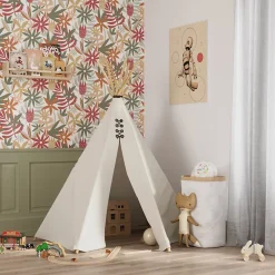 GoodHome Papier peint pré-encollé vinyle fleuri Easy Roll Basil fleurs multicolore l.53 x H.1005 cm- Papier Peint