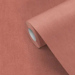 GoodHome Papier Peint<Papier peint pré-encollé vinyle intissé uni terracotta Easy Roll Coppins l.53 x H.1005 cm