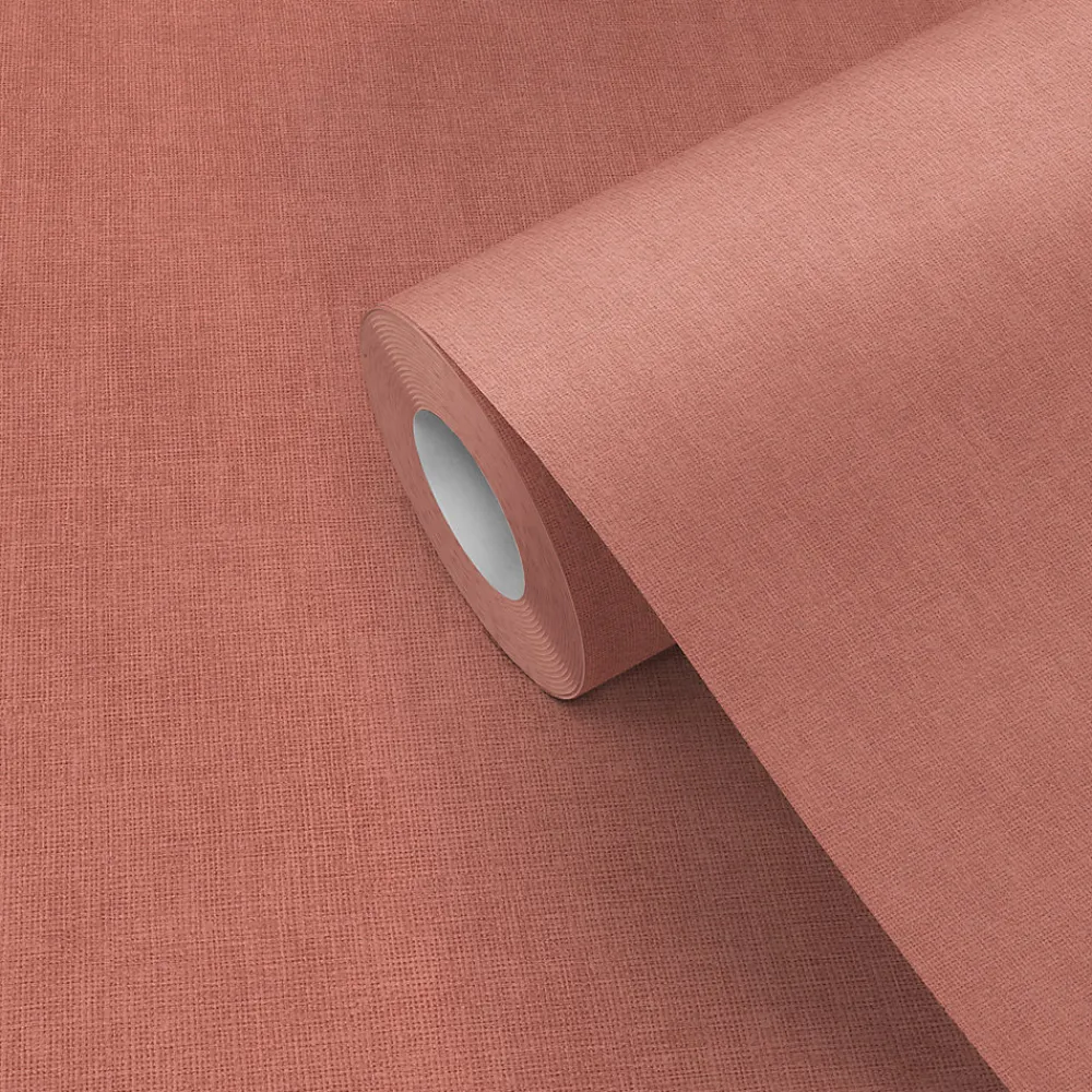 GoodHome Papier Peint<Papier peint pré-encollé vinyle intissé uni terracotta Easy Roll Coppins l.53 x H.1005 cm