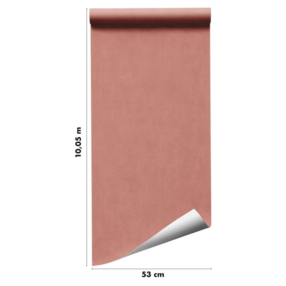 GoodHome Papier Peint<Papier peint pré-encollé vinyle intissé uni terracotta Easy Roll Coppins l.53 x H.1005 cm