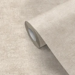 GoodHome Papier peint pré-encollé vinyle intissé uni Easy Roll Bagatelle beige l.53 x H.1005 cm- Papier Peint