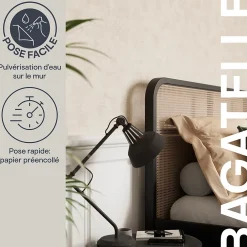 GoodHome Papier peint pré-encollé vinyle intissé uni Easy Roll Bagatelle beige l.53 x H.1005 cm- Papier Peint