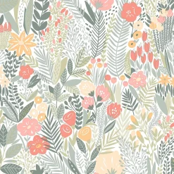 GoodHome Papier peint pré-encollé vinyle intissé fleuri Easy Roll Aristea multicolore l.53 x H.1005 cm- Papier Peint